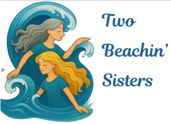 Two Beachin’ Sisters logo for handmade coastal decor and journals from Gulfport, Mississippi