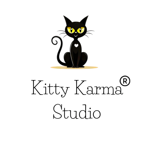 Kitty Karma Studio logo featuring a black cat