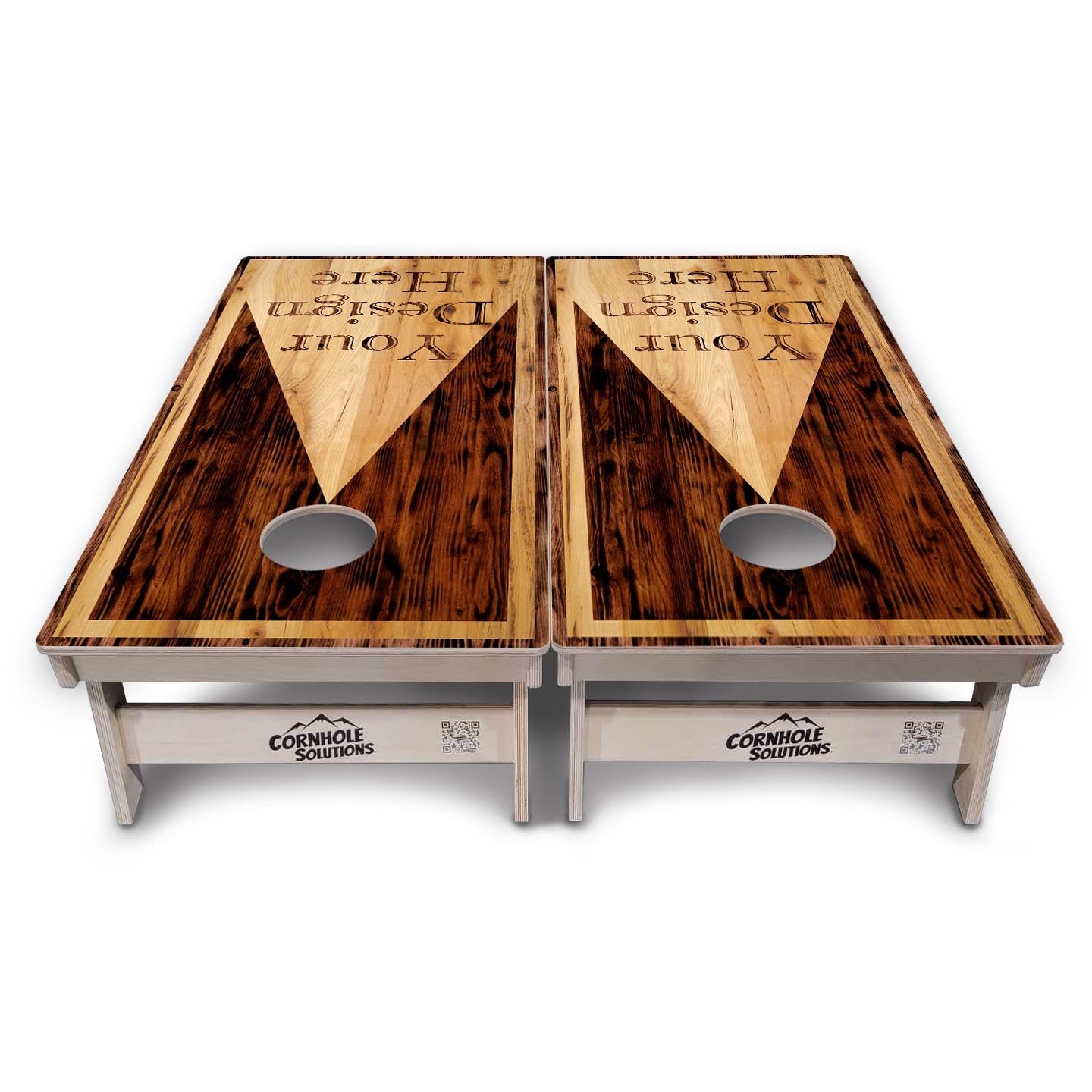 Complete Tournament Cornhole Bundle - Boards, Bags & Carrying Case - Custom Wood Triangle Logo