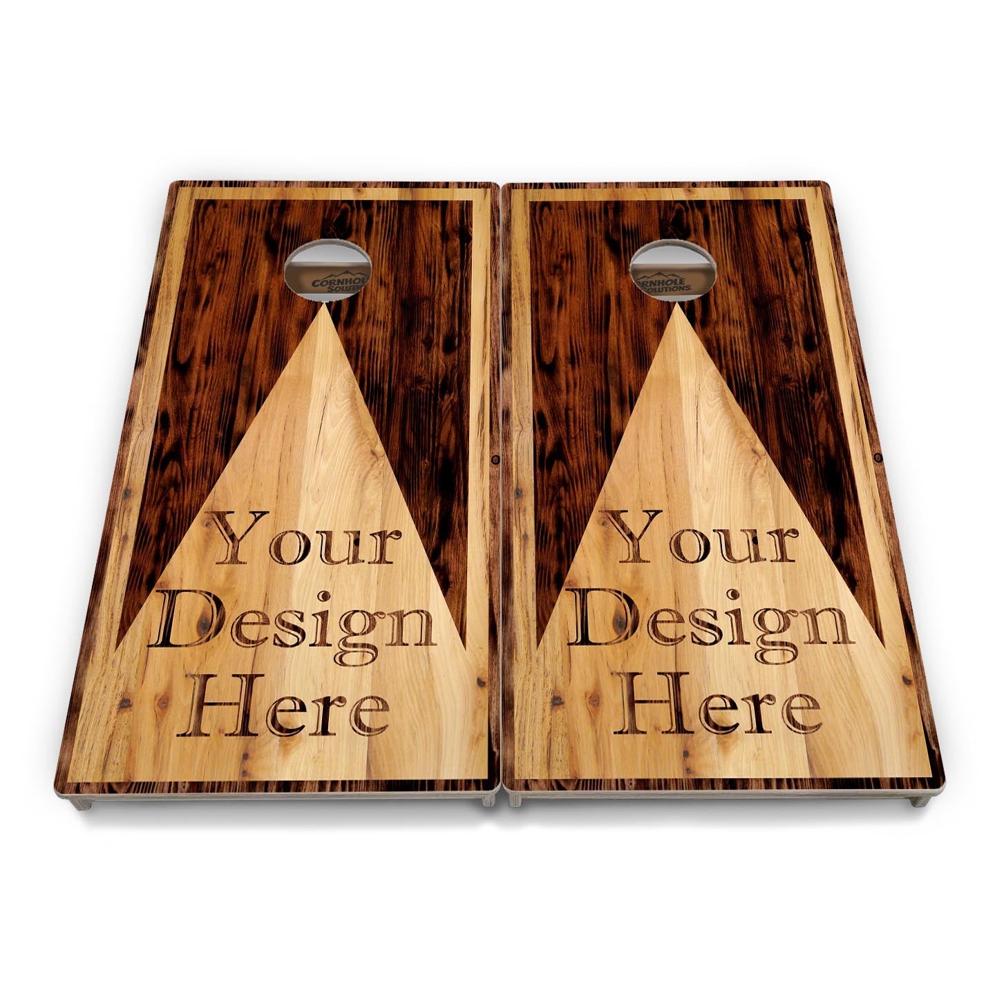 Complete Tournament Cornhole Bundle - Boards, Bags & Carrying Case - Custom Wood Triangle Logo