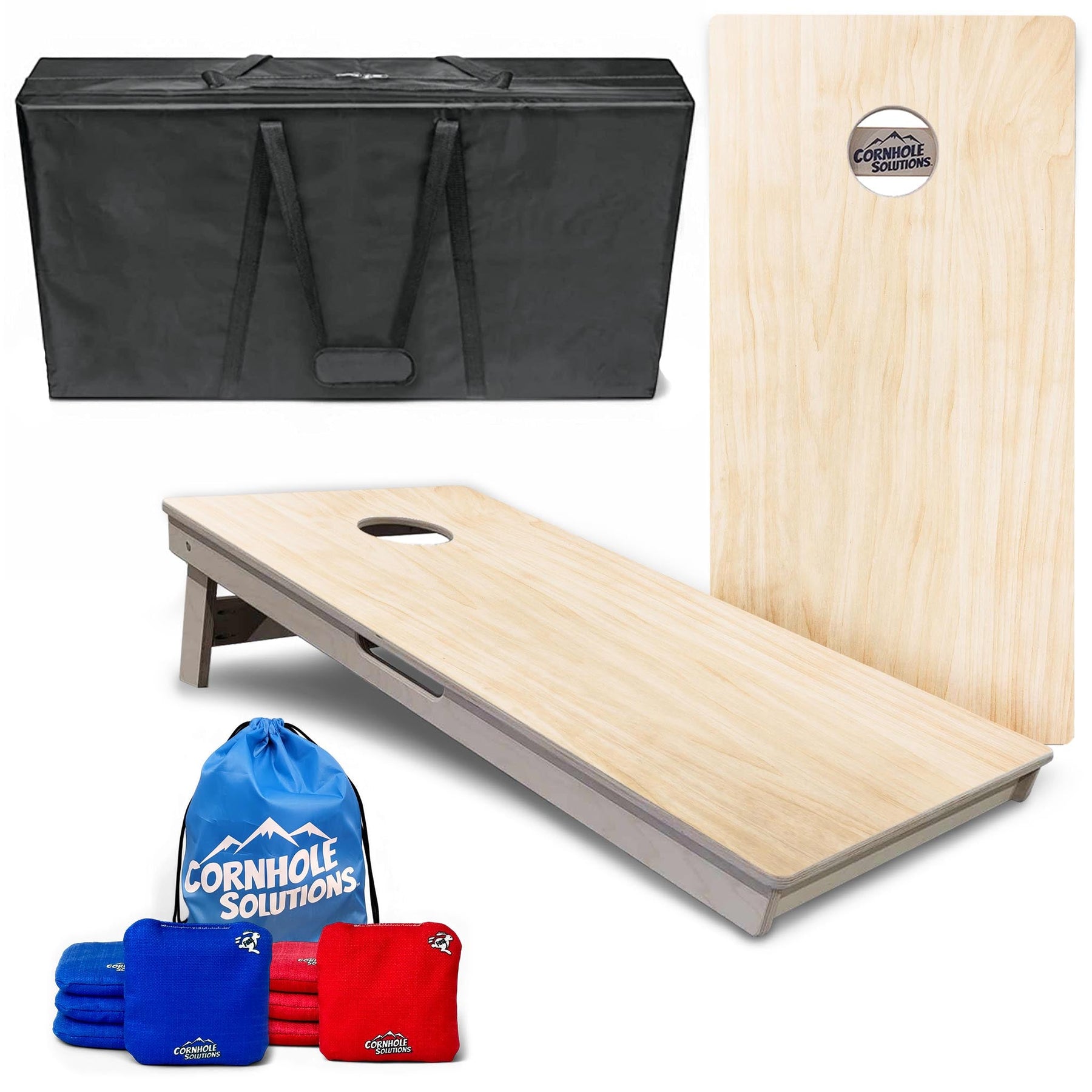 Complete Tournament Cornhole Bundle - Boards, Bags & Carrying Case - Classic Plain (Ready to Play)
