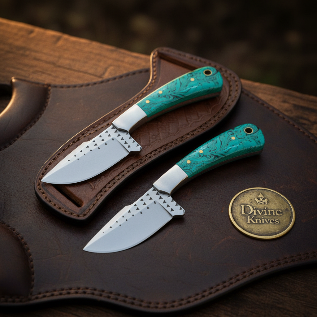 Green Turquoise Rasp Skinner Set by Divine Knives