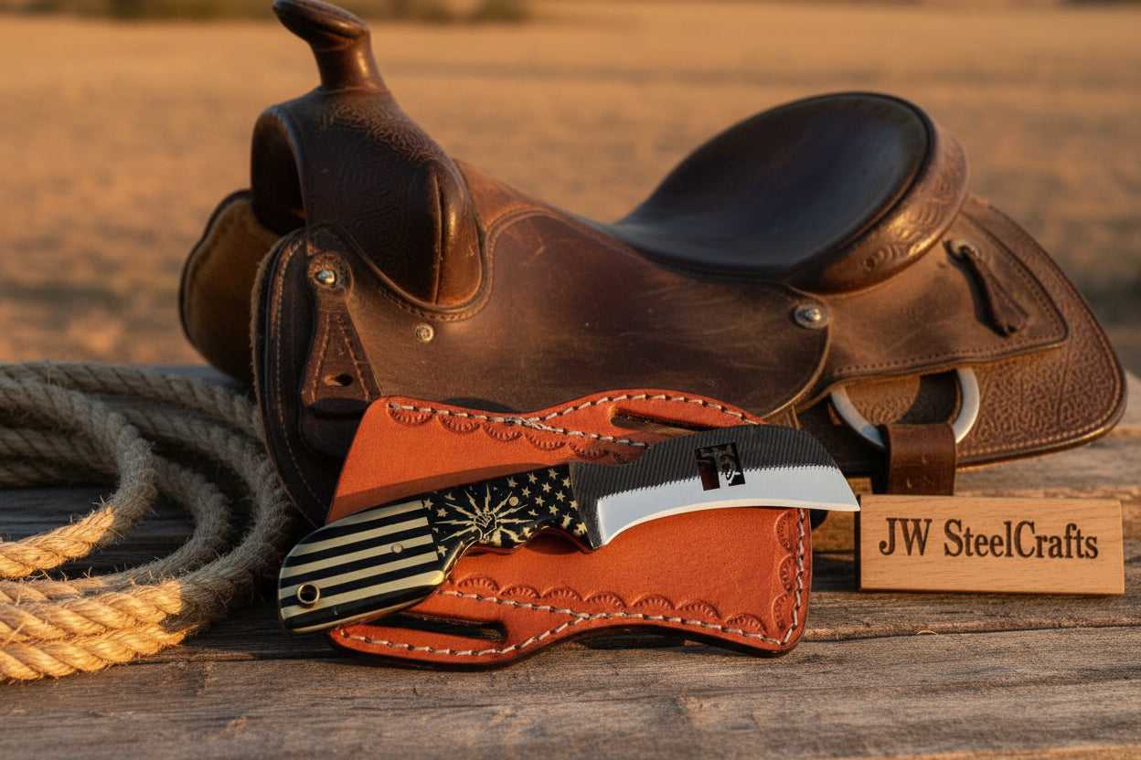 Patriot Grip Bull Cutter Knife 6" Handmade High Carbon Steel With Satin Polished