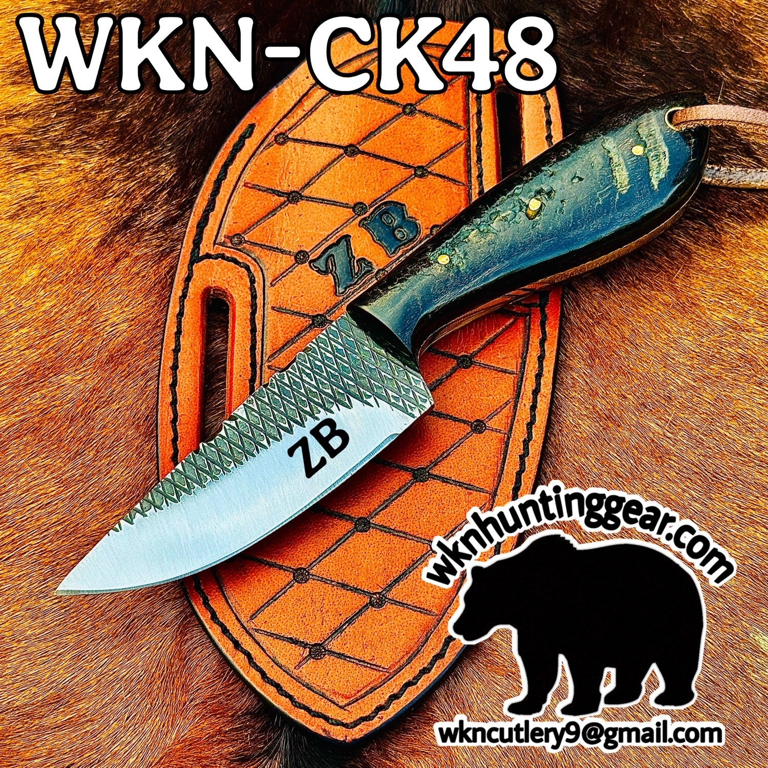 File-Work Spine Drop Point Hunter Knife by Divine Knives