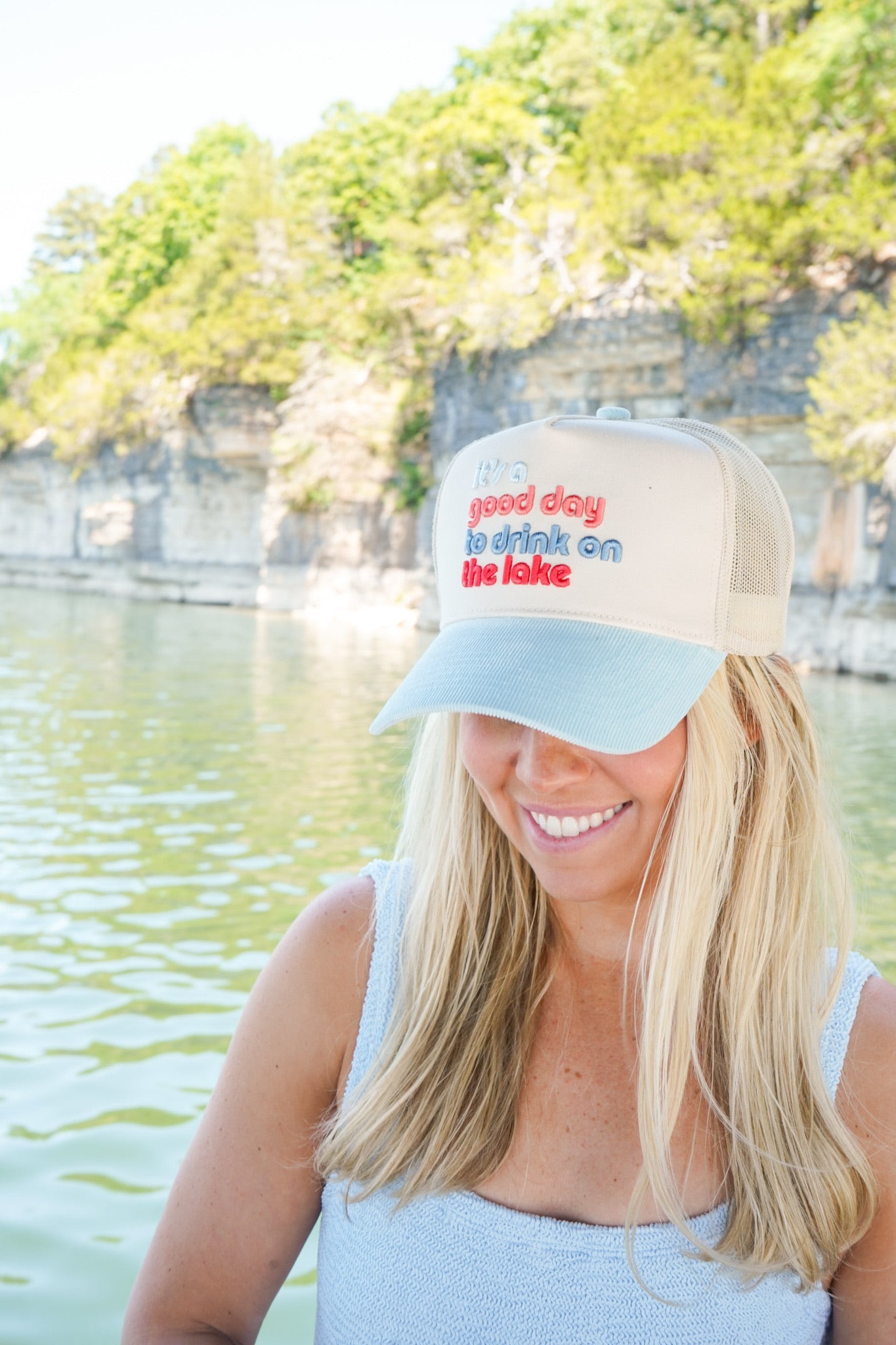 Good Day to Drink on the Lake - Baby Blue Corduroy Hat