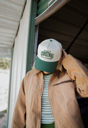 All I want for Christmas is a Cowboy - Green Vintage Trucker Hat by KenzKustomz, view 5