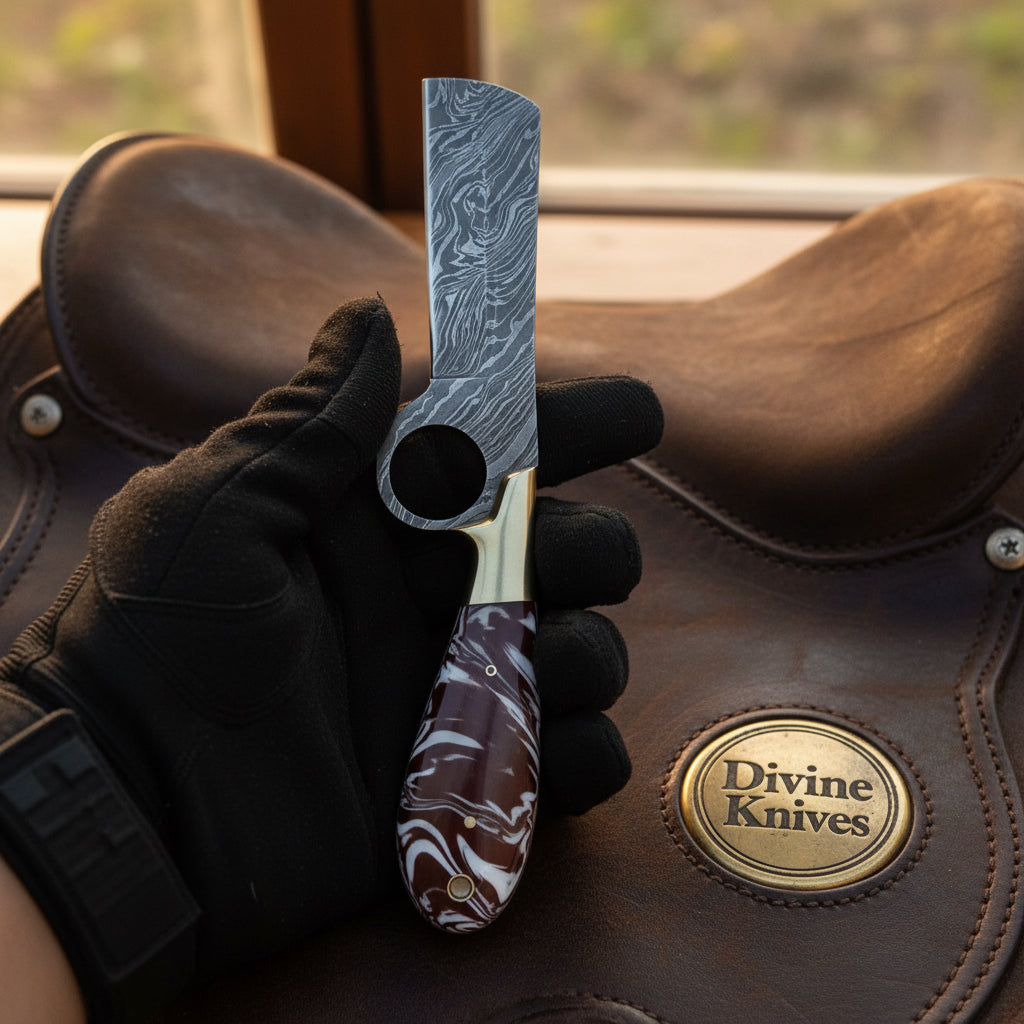 Twist Pattern Bull Cutter Knife with Red product detail, view 2
