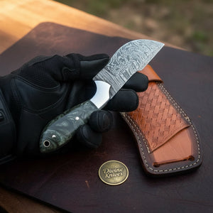 Damascus Charcoal Burl Resin Cowboy Knife product detail, view 3