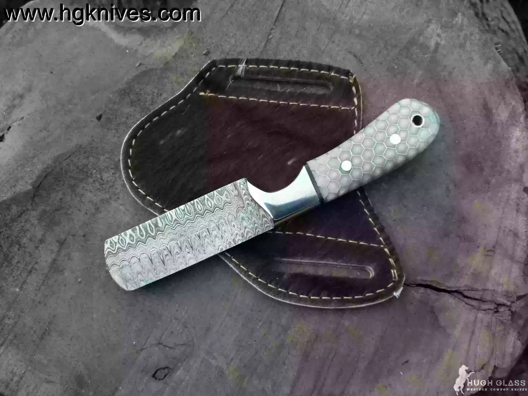 Honeycomb Handle Bull Cutter Knife for Ranch Work and Collecting