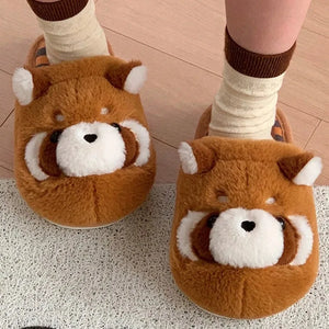 3D Red Panda Plush Women's Slippers — Cozy Fuzzy Indoor House Shoes by The Mississippi Mermaid Mercantile - view 6