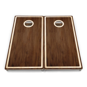 Dark Wood Natural Border Cornhole Boards – Tournament Series