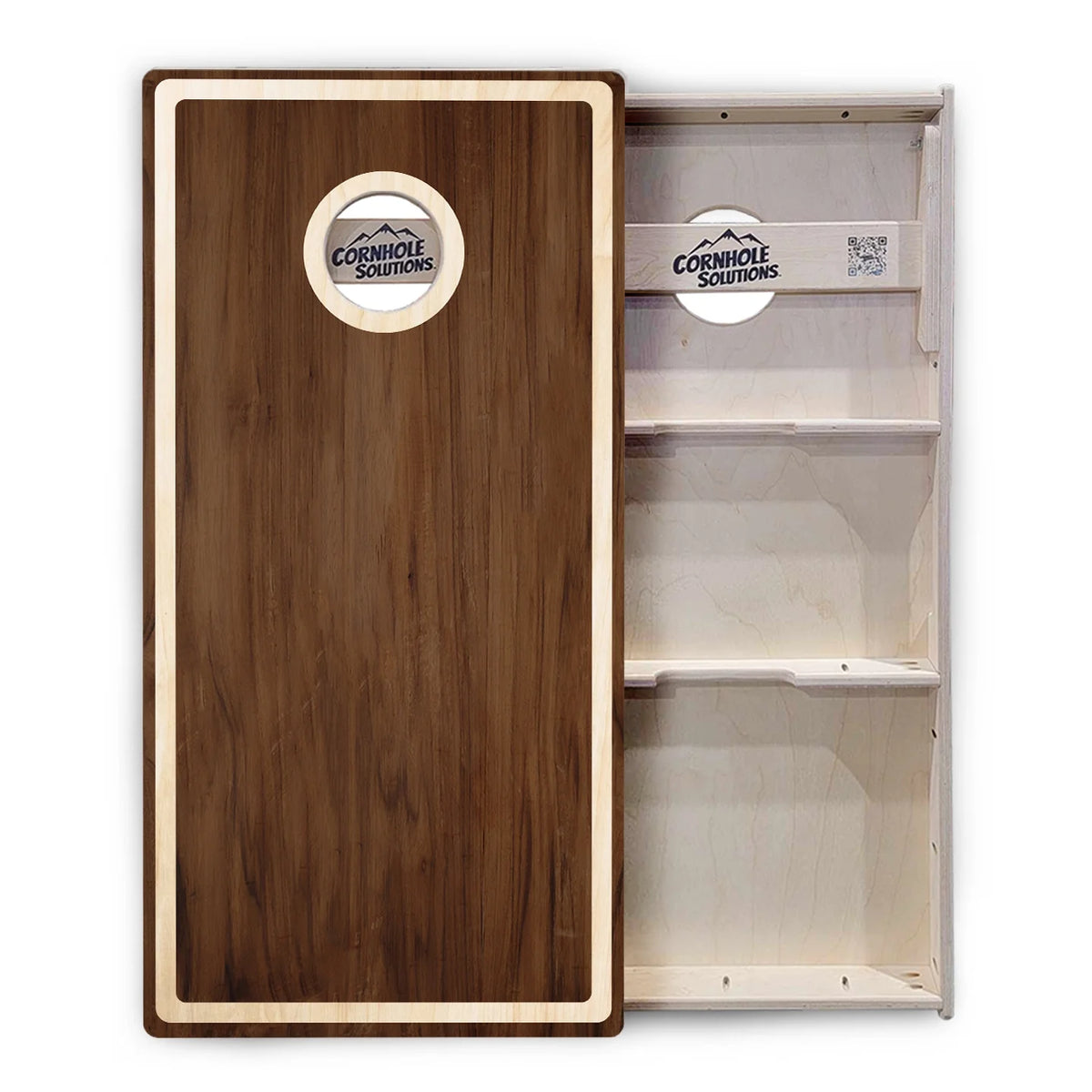Dark Wood Natural Border Cornhole Boards – Tournament Series
