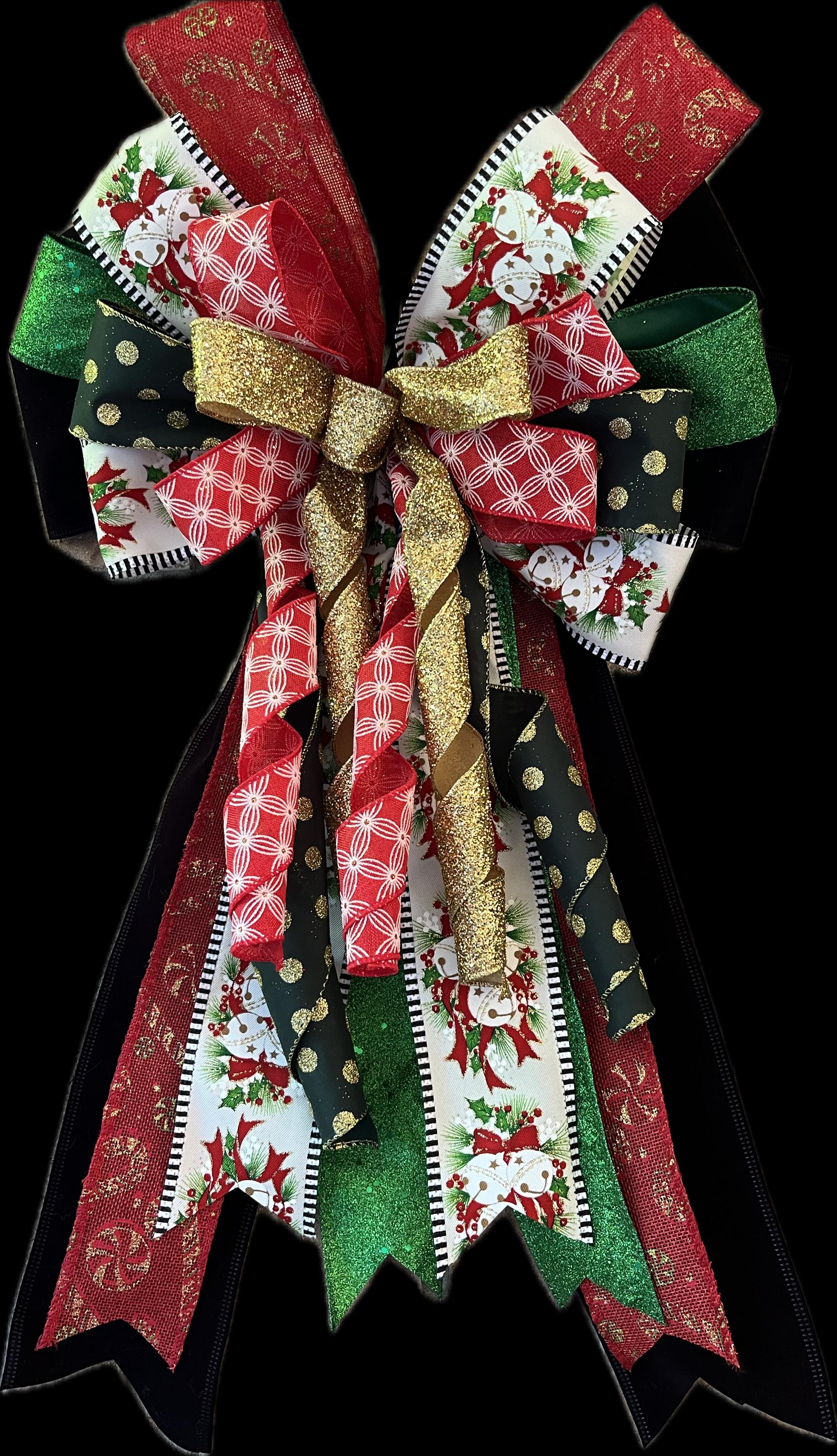 Red & Green Plaid Christmas Bow | Wreath Decor by Bouge Creations, view 3