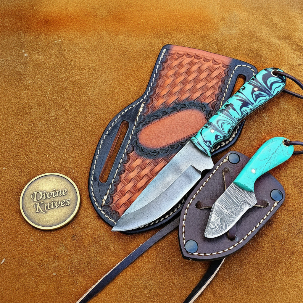 Turquoise Green Cowboy Knife Set by Divine Knives
