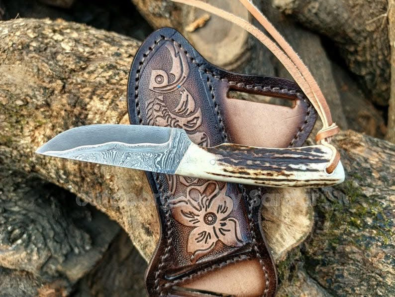 Stag Antler Twist Pattern Skinner Knife by Divine Knives