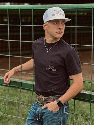Alternate view of Cattleman Black Comfort Colors Pocket Tee by High Cotton Hat Co