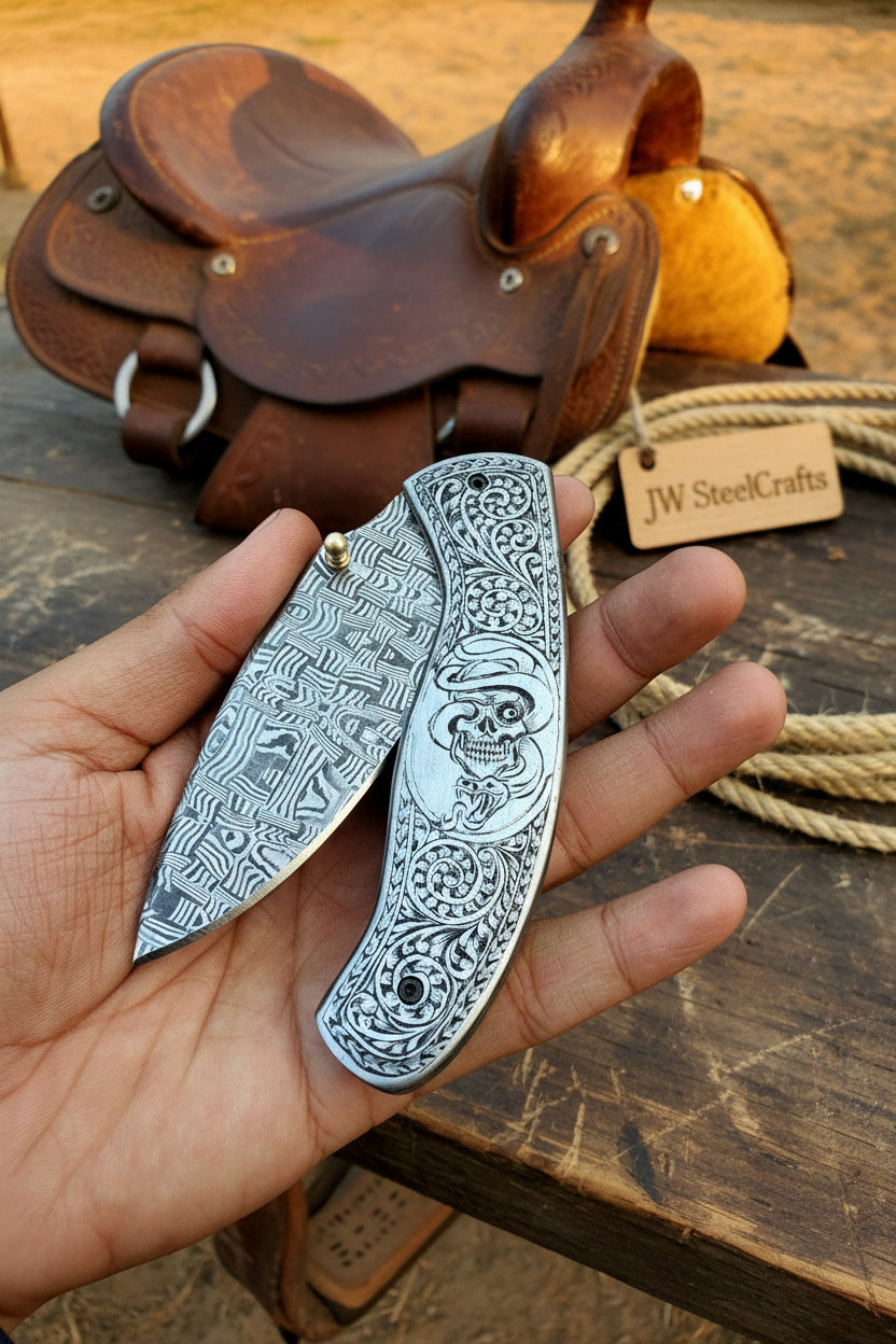 Obsidian Mosaic Folder Knife by JW SteelCrafts
