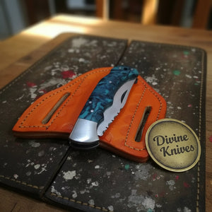Teal Resin Lockback Pocket Knife with Carbon product detail, view 7