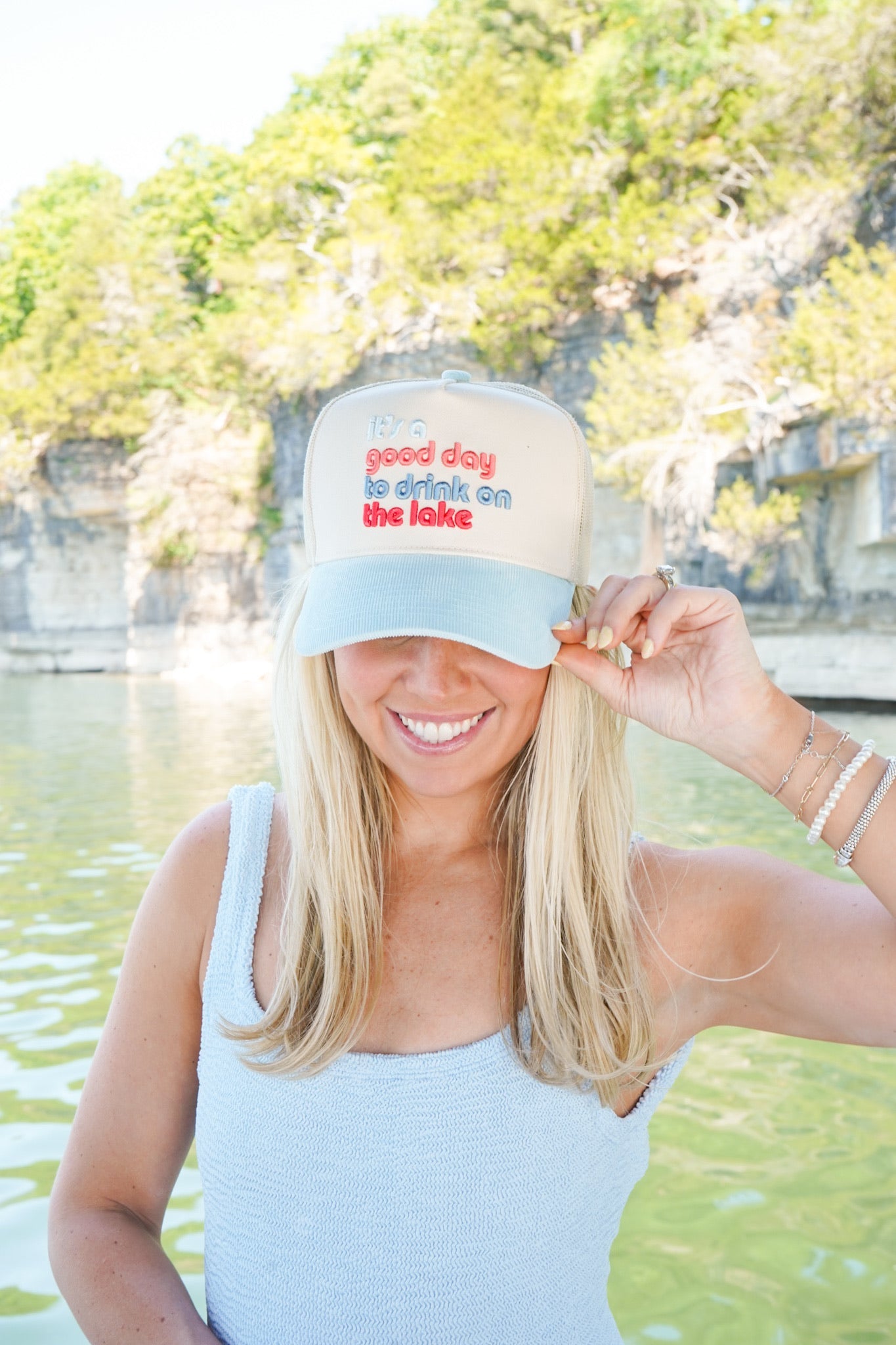 Good Day to Drink on the Lake - Baby Blue Corduroy Hat