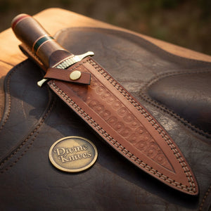 Damascus Steel Rosewood Commando Dagger with Matching Wood Sheath