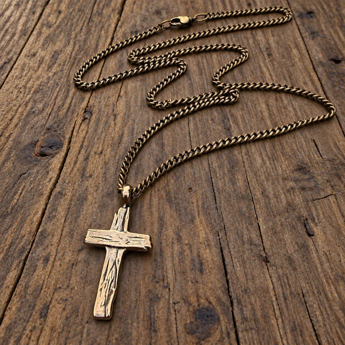 The Weathered Cross - Bronze Christian necklace by Forged By Fire