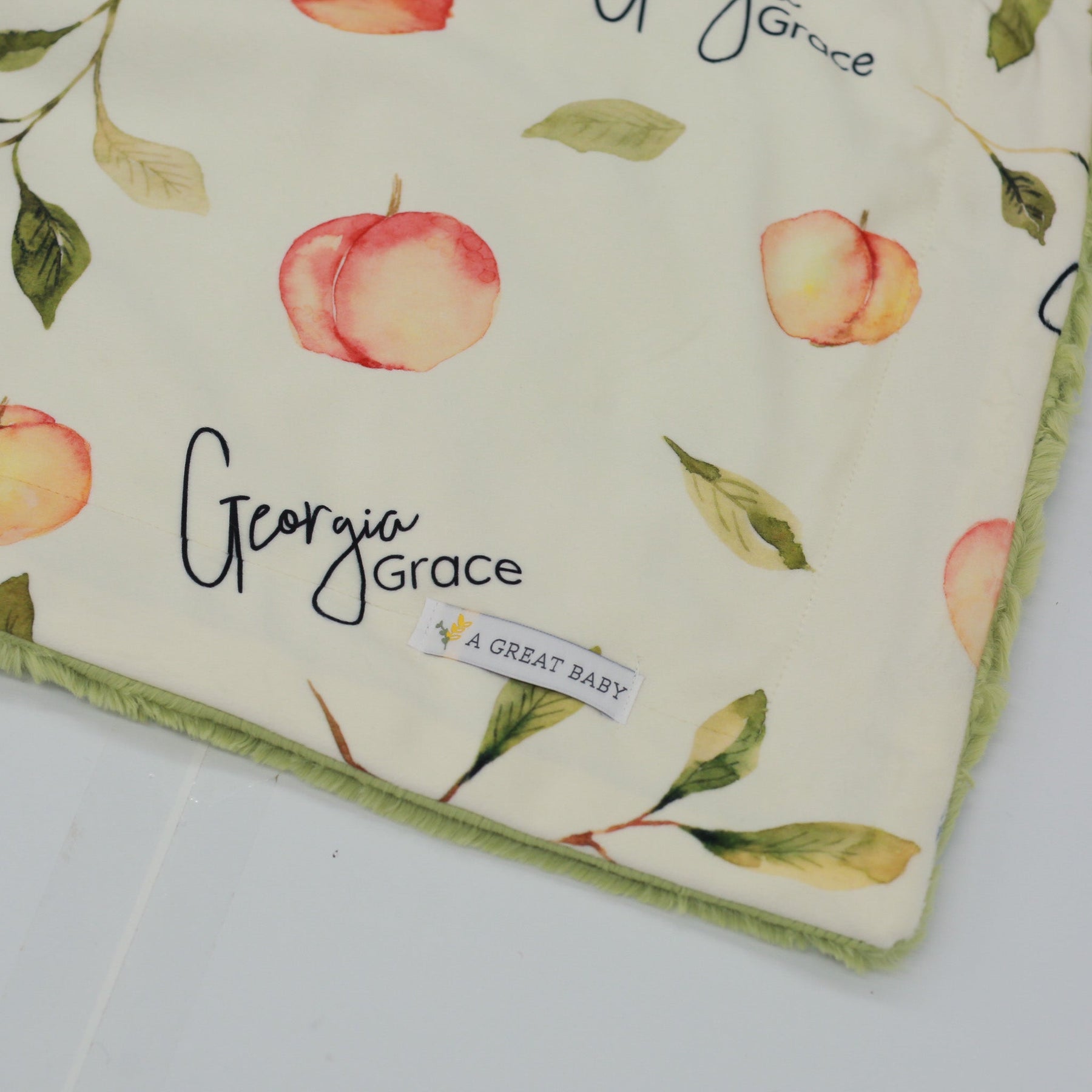Georgia Peach Personalized Minky Baby Blanket by AGreatBaby — view 3 of 6