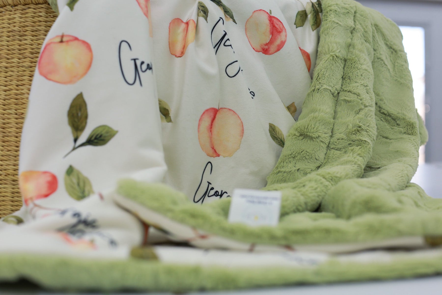 Georgia Peach Personalized Minky Baby Blanket by AGreatBaby — view 4 of 6