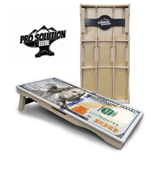 $100 Bill Cornhole Boards - Pro Solution Elite Series by Cornhole Solutions, custom cornhole board main product photo
