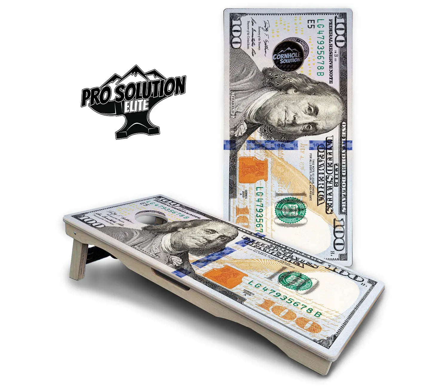 $100 Bill Cornhole Boards - Pro Solution Elite Series by Cornhole Solutions, custom cornhole board detail photo 2