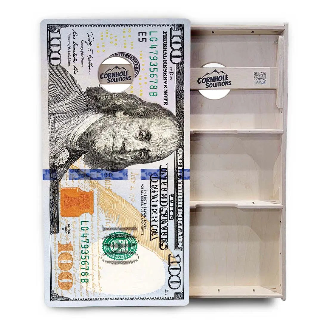 $100 Bill Cornhole Boards - Professional Tournament Series by Cornhole Solutions, custom cornhole board detail photo 3