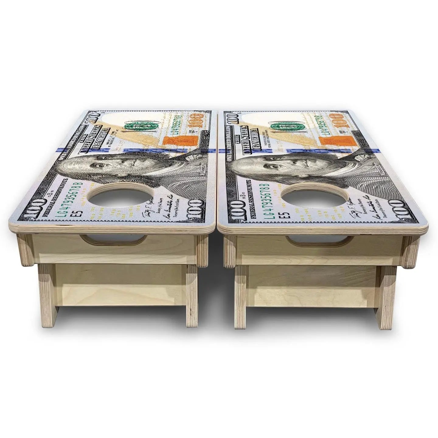 $100 Bill - Mini or Vacation Size Cornhole Boards by Cornhole Solutions, custom cornhole board detail photo 4