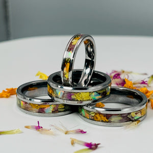 Dried Flowers & Opal Ring ~ Handmade with the Flowers You Send