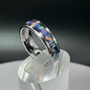 Purple Pearl Opal Ring - Custom Wedding Band