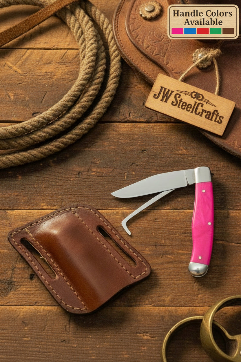 Pink Folding Stockman Knife Pink Resin Nickel Bolster by JW SteelCrafts — view 1 of 1