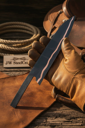 Blackout Trail San Mai Bull Cutter Blank by JW SteelCrafts
