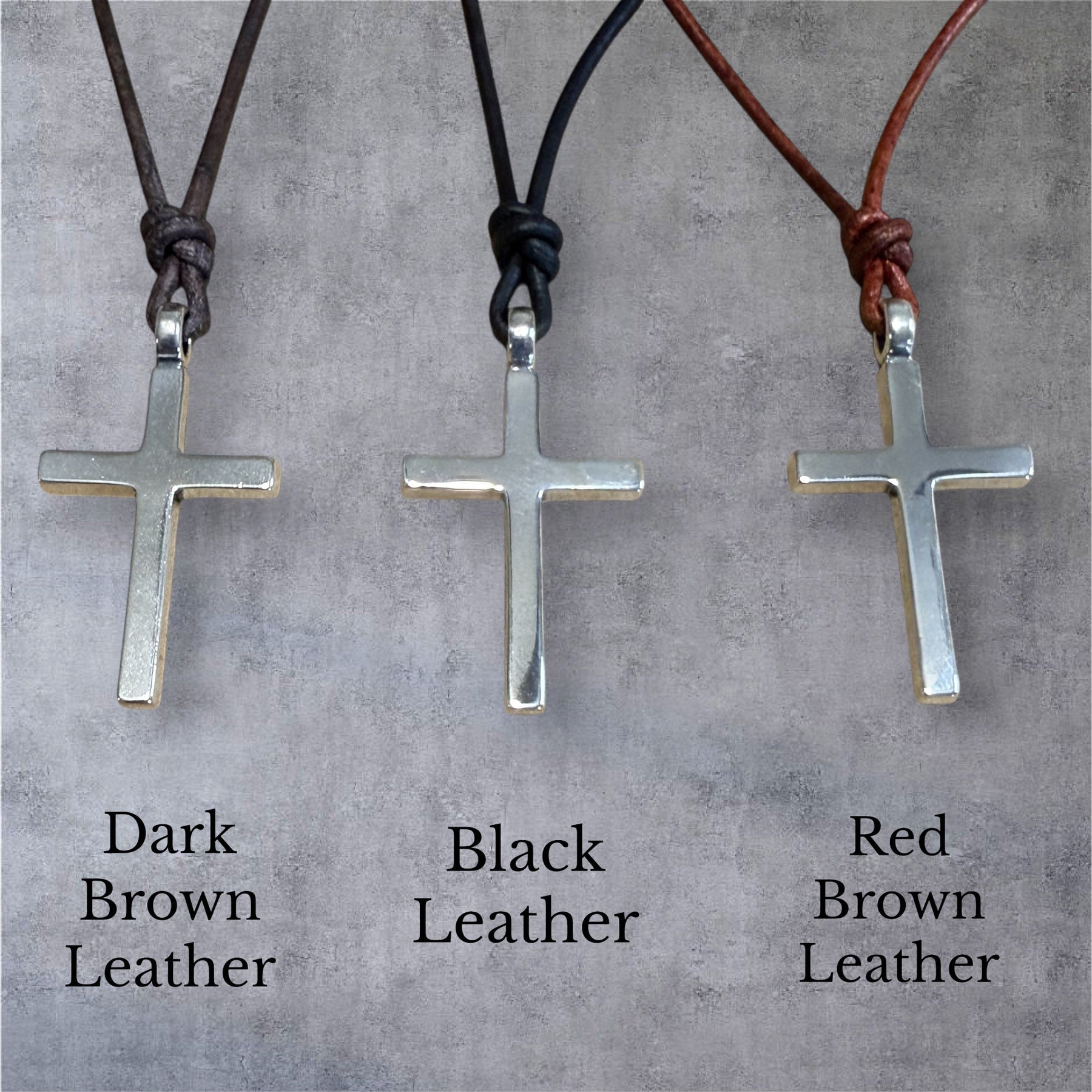 Classic Cross Necklace - Sterling Silver on Leather Cord by Forged By Fire — view 11 of 12