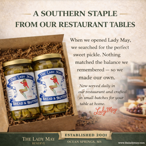 Lady May’s Bread & Butter Sweet Pickles – 2 Pack (24oz Jars) – Small Batch Southern Style Sweet & Tangy Kirby Cucumber Slices – Restaurant Recipe, Crisp & Crunchy – Organic Ingredients