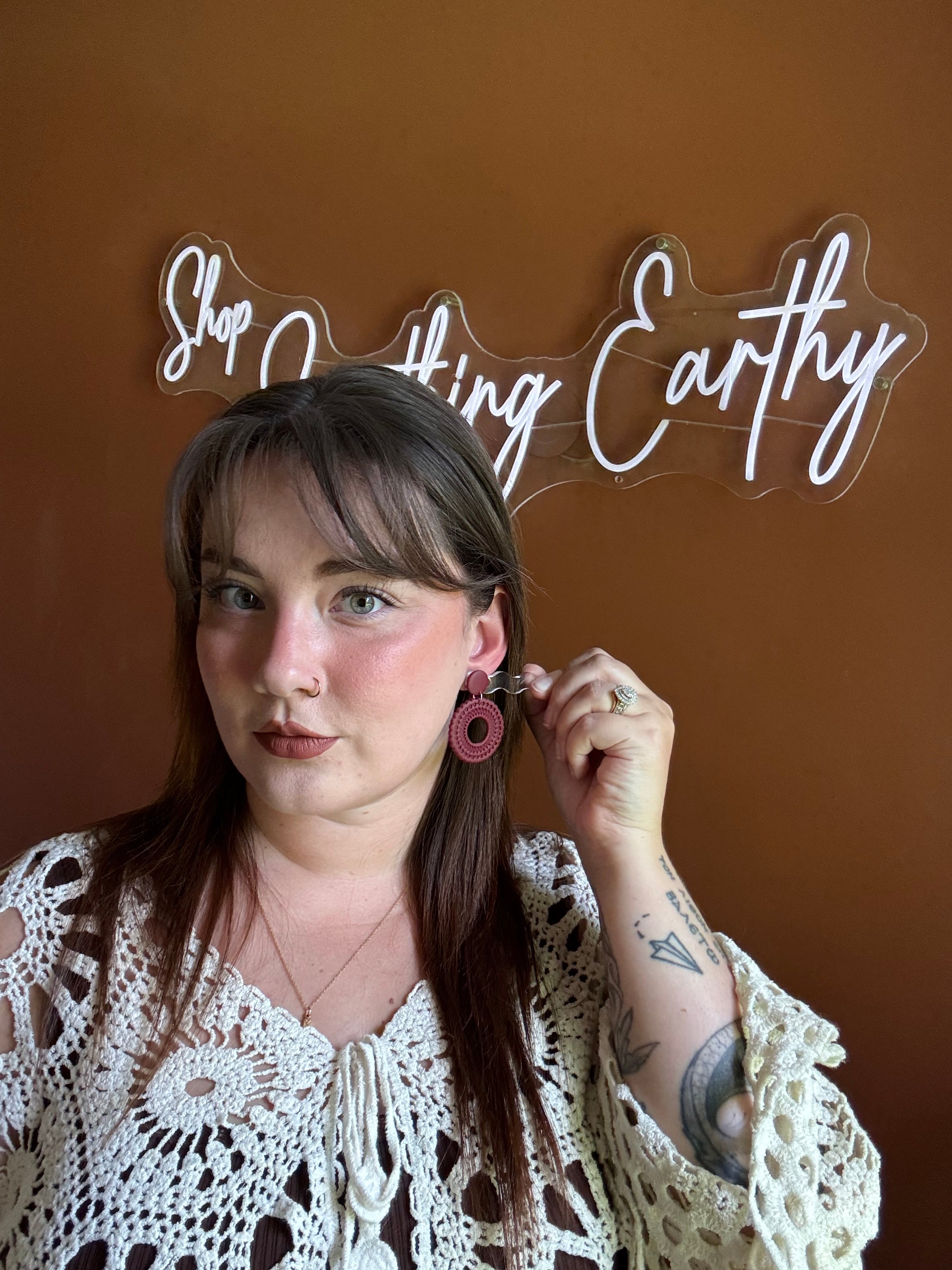 Ashton Cranberry handmade polymer clay earrings by Shop Something Earthy — view 2 of 2