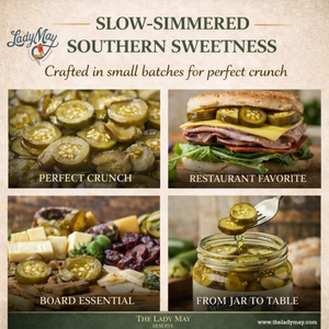 Lady May’s Bread & Butter Sweet Pickles – 2 Pack (24oz Jars) – Small Batch Southern Style Sweet & Tangy Kirby Cucumber Slices – Restaurant Recipe, Crisp & Crunchy – Organic Ingredients