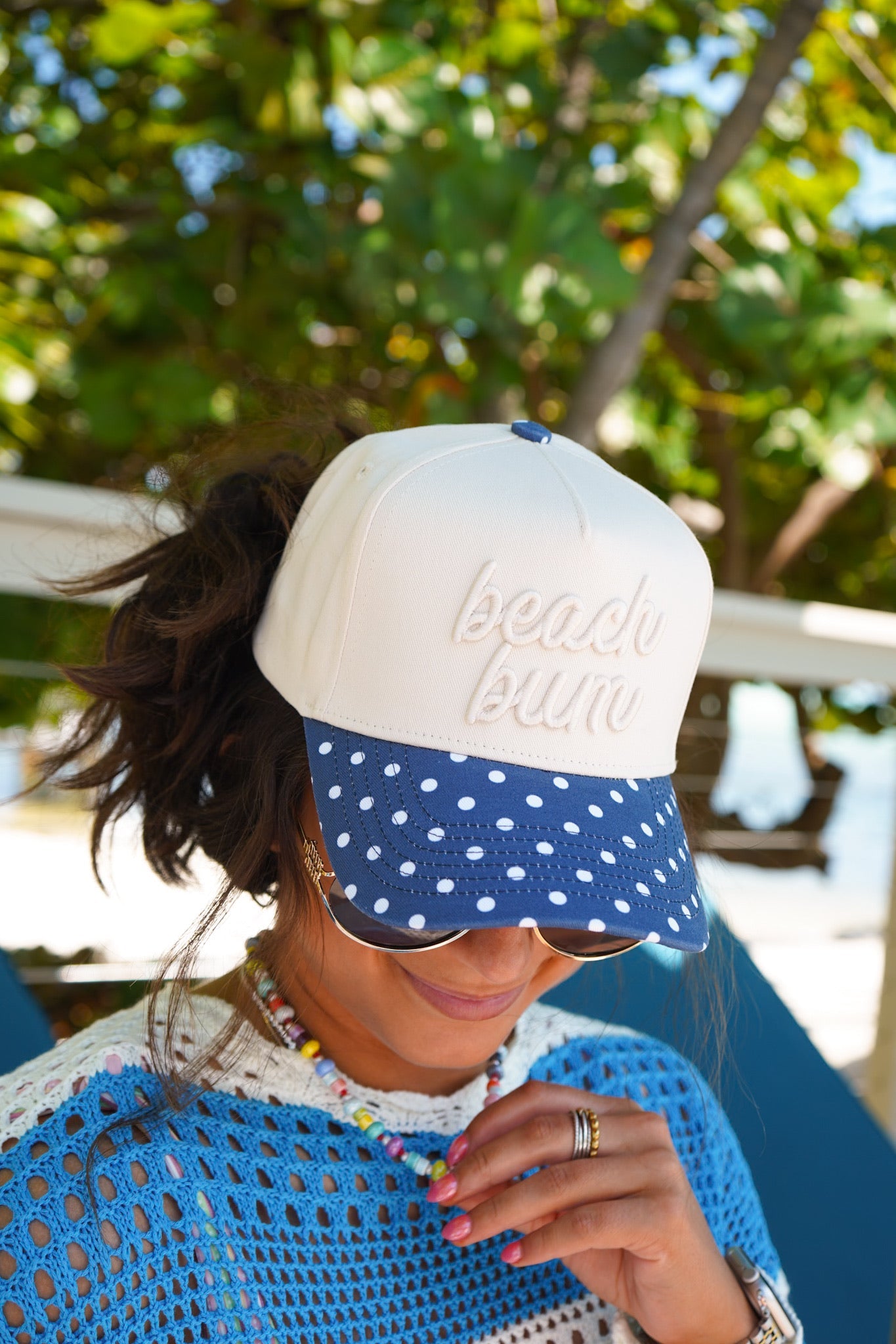 Beach Bum - Navy Polka Dot Hat