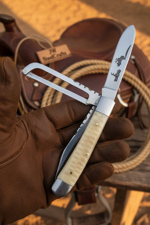 Redwood Textured Trapper Cowboy Knife 7" High Carbon with Rosewood Handle