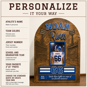 Personalized Football Keepsake Frame with Optional Lighted Stadium Scene, Custom Sport Display, Senior Night Gift