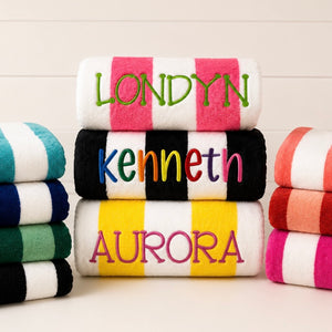 Personalized Embroidered Beach Towel by Poor Hog Customs, handmade bath and body main product photo