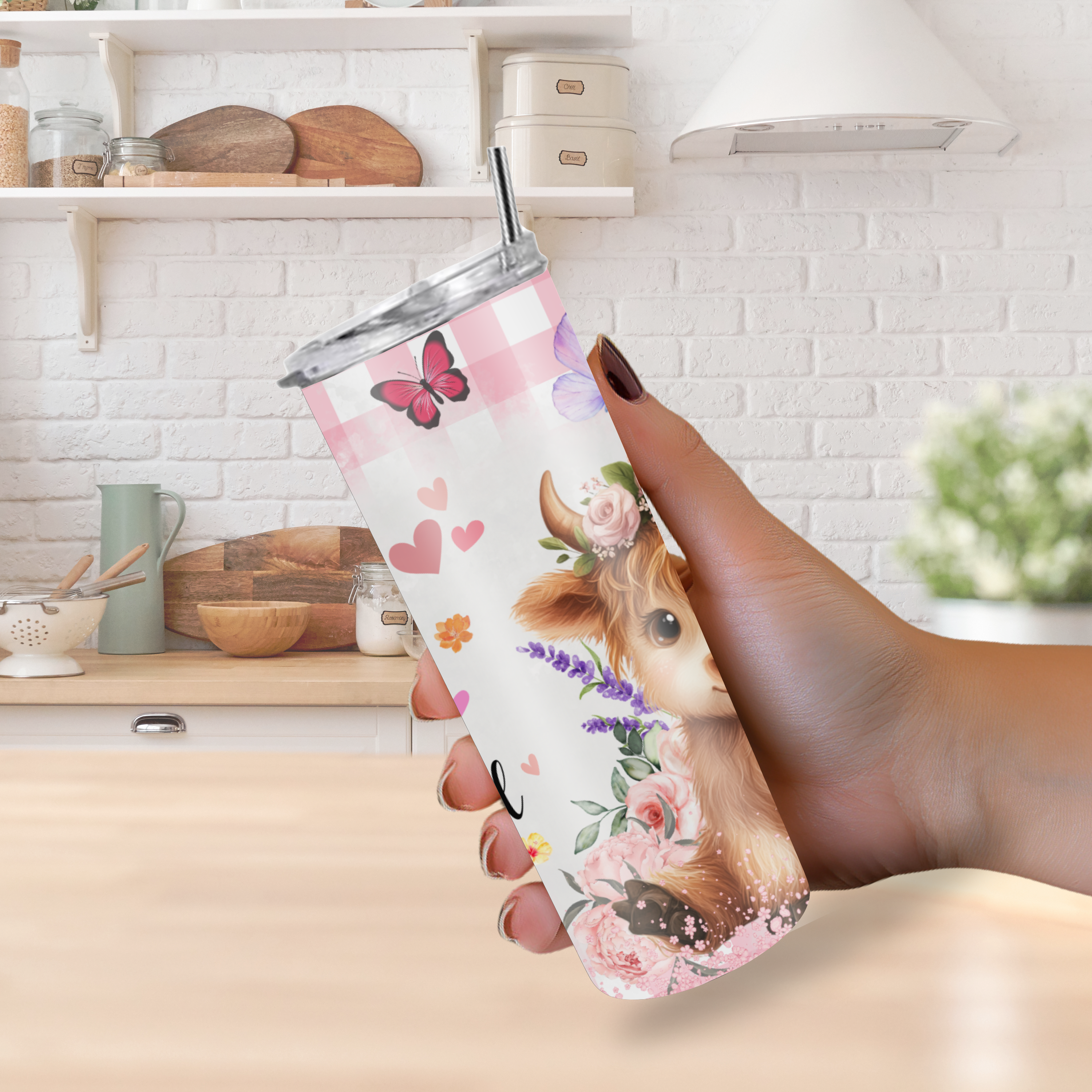 "Just A Girl Who Loves Highland Cows" 20oz Tumbler(Pink)