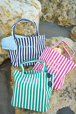 Harbor Canvas Striped Tote | Customizable