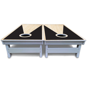 Black/Natural Keyhole Cornhole Boards - All Weather Series