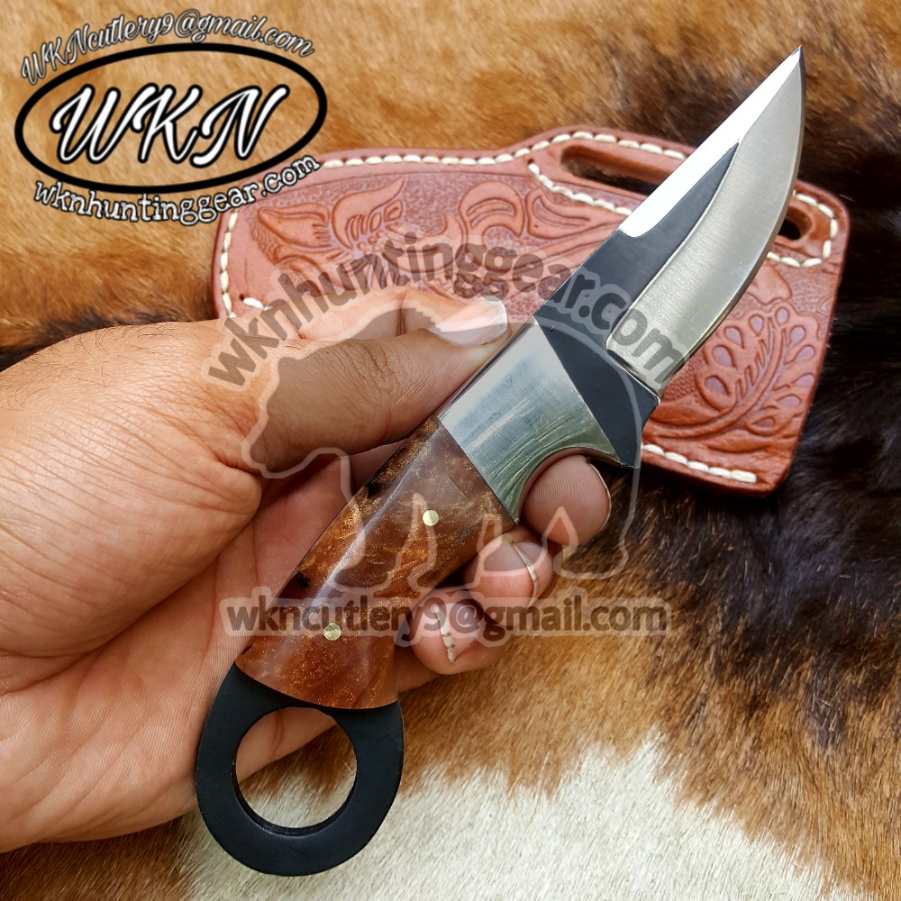 Brown Wood Ring Handle Skinner with Forged product detail, view 2