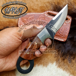Brown Wood Ring Handle Skinner with Forged product detail, view 2