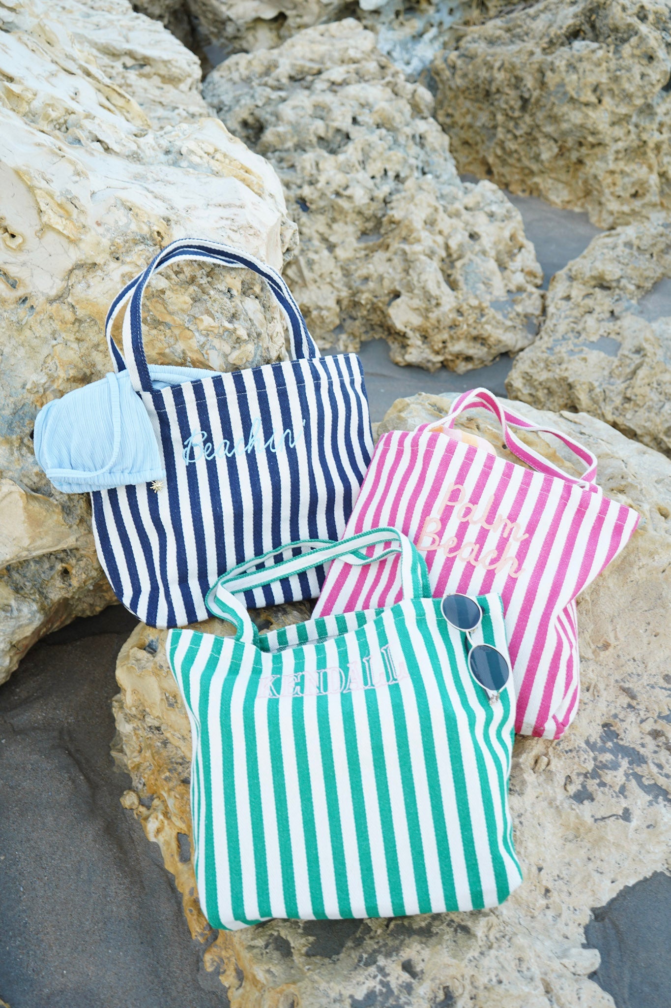 Harbor Canvas Striped Tote | Customizable