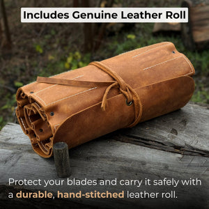 15 piece Wood Carving Tool Set with Leather Roll